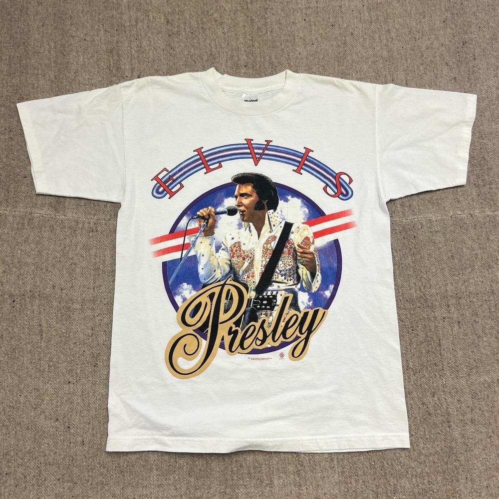 Vintage‎ Elvis Presley Shirt Mens Large White 1990s USA